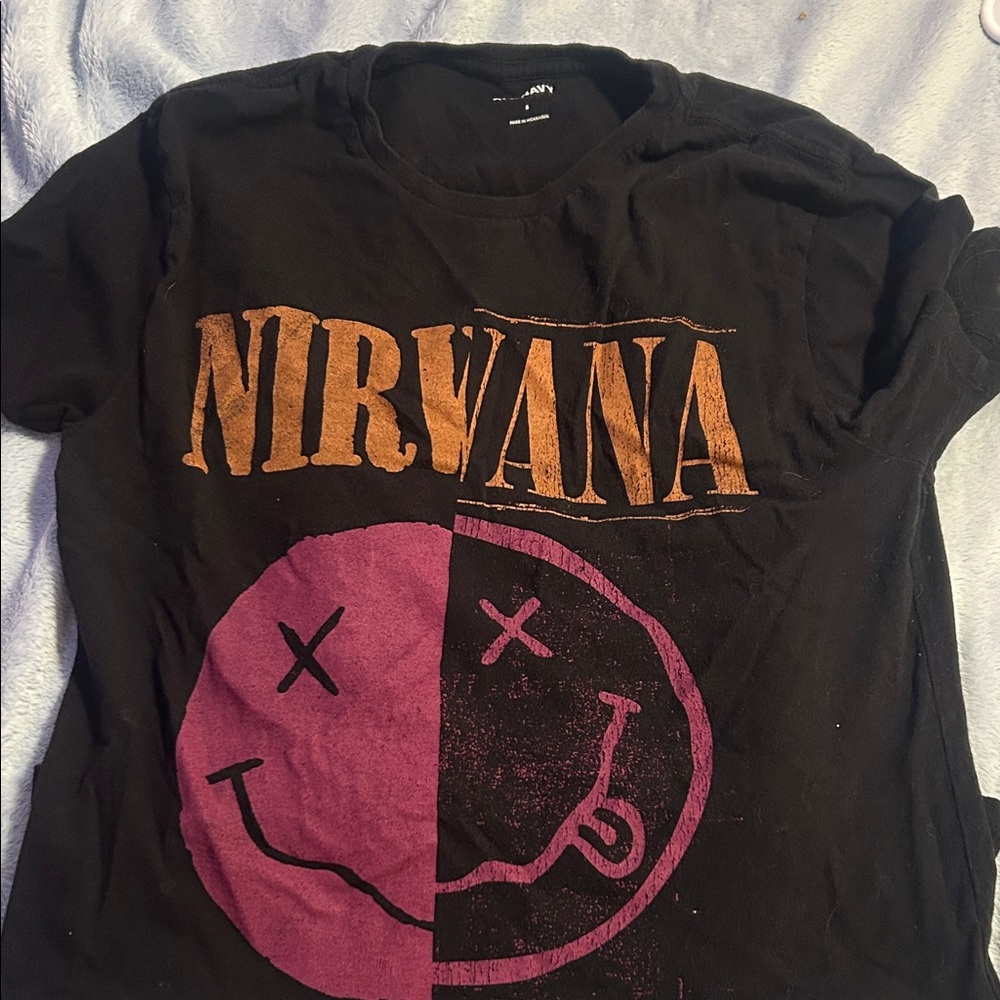 Old Navy Black and Orange Nirvana Kids Tee